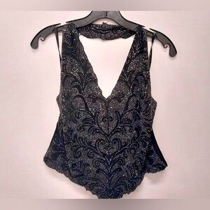 Ell Jay Collection Sequins & Rhinestone Halter Top